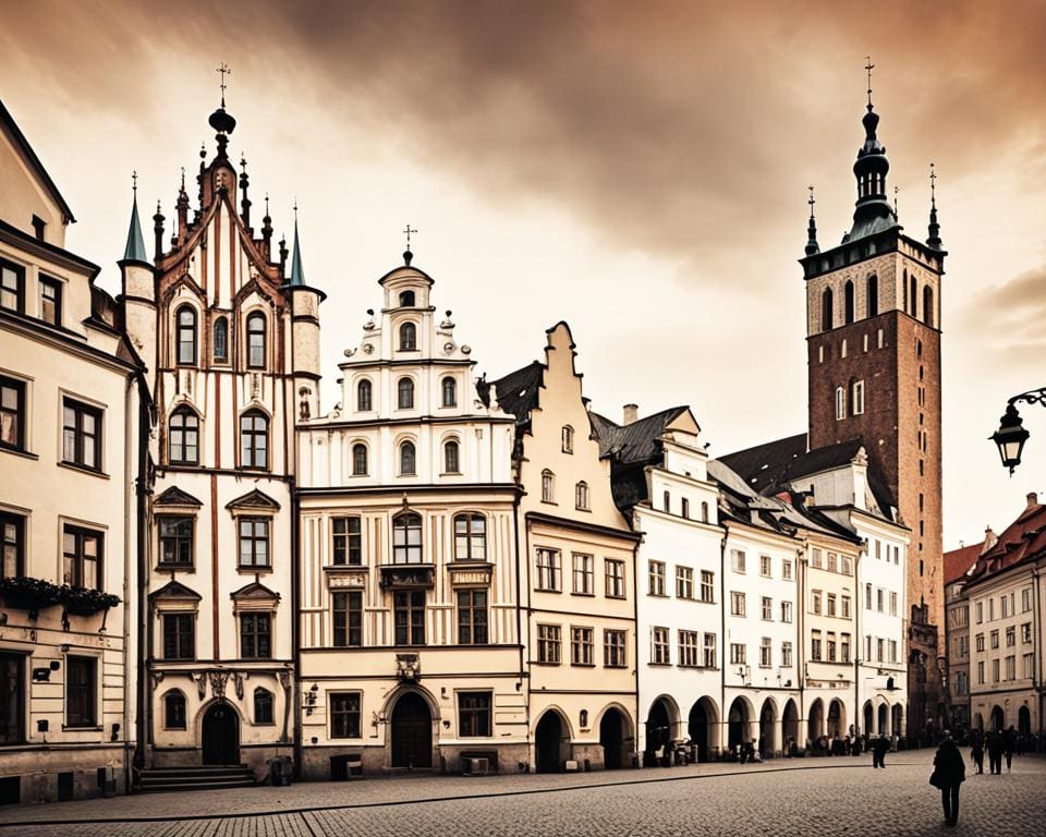 Middeleeuwse architectuur in Krakau's oude stad