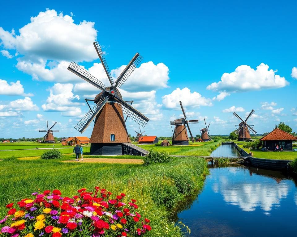 Bewonder de watermolens van Kinderdijk, Nederland