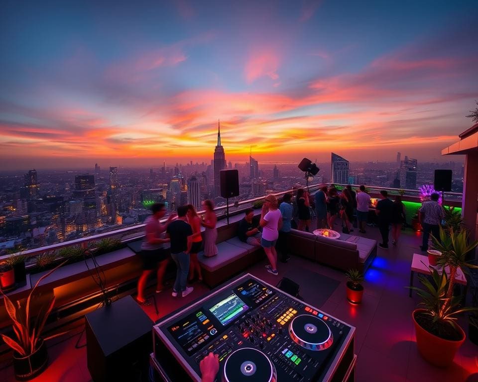 Discotheekuitje naar een rooftop met DJ’s en zonsondergang