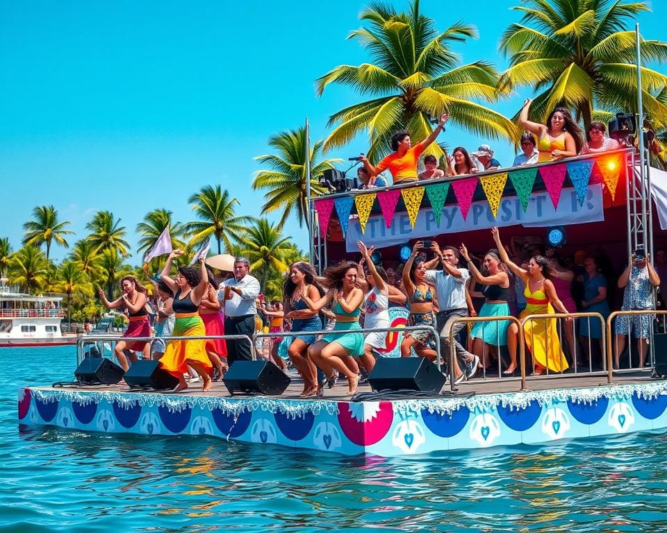 Festivalplezier op een drijvend podium vol muziek en dans