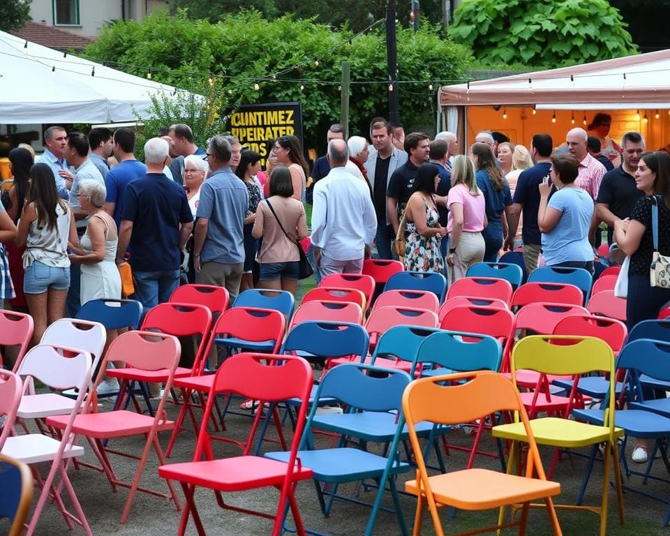 Opklapbare stoelen voor extra zitruimte tijdens evenementen