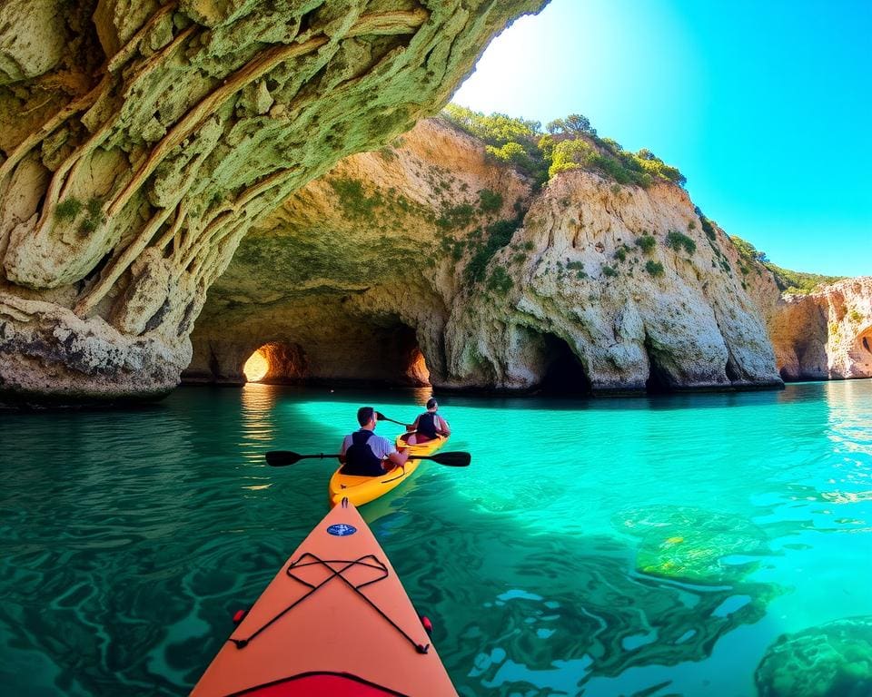 kajakken in de grotten van de Algarve