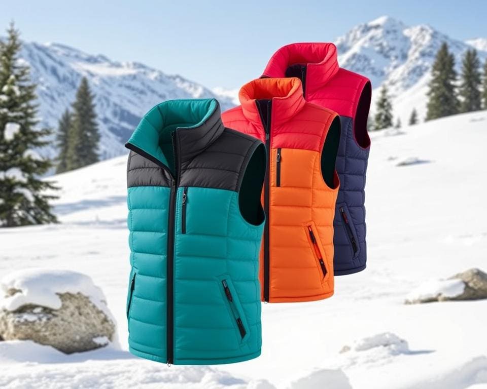 Warme donsbodywarmers voor winterse buitensporten