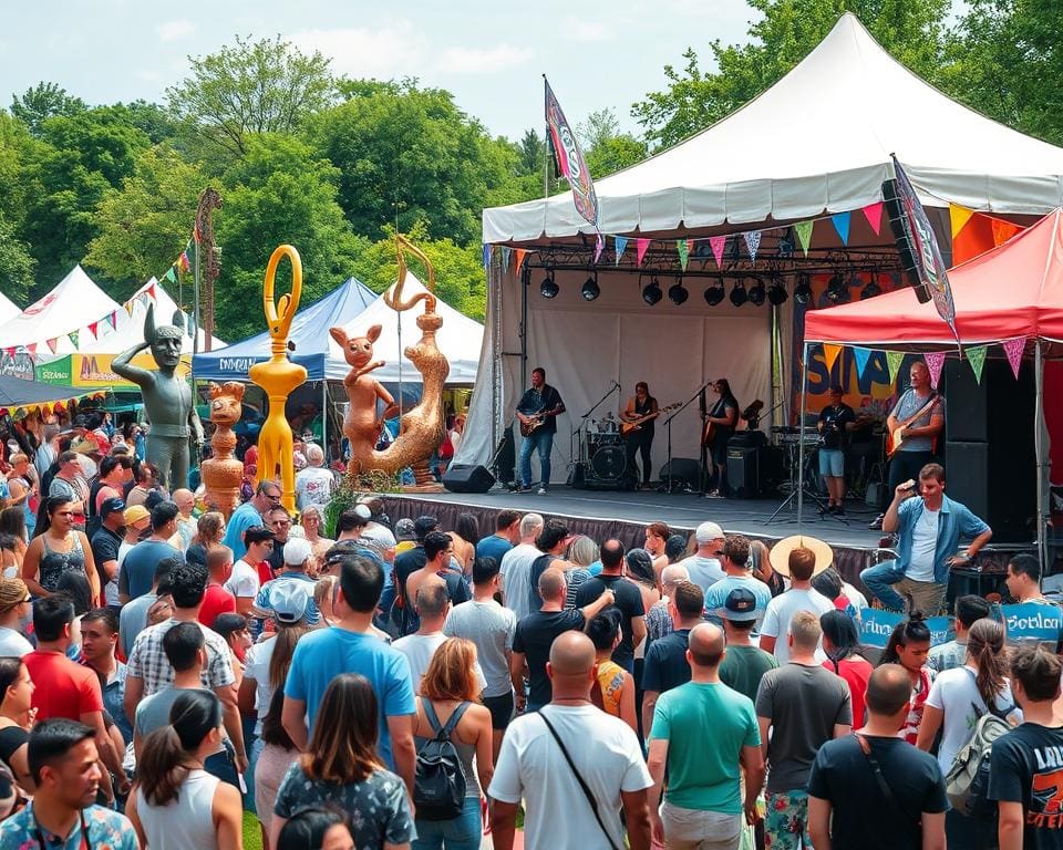 festival met live optredens en kunstinstallaties