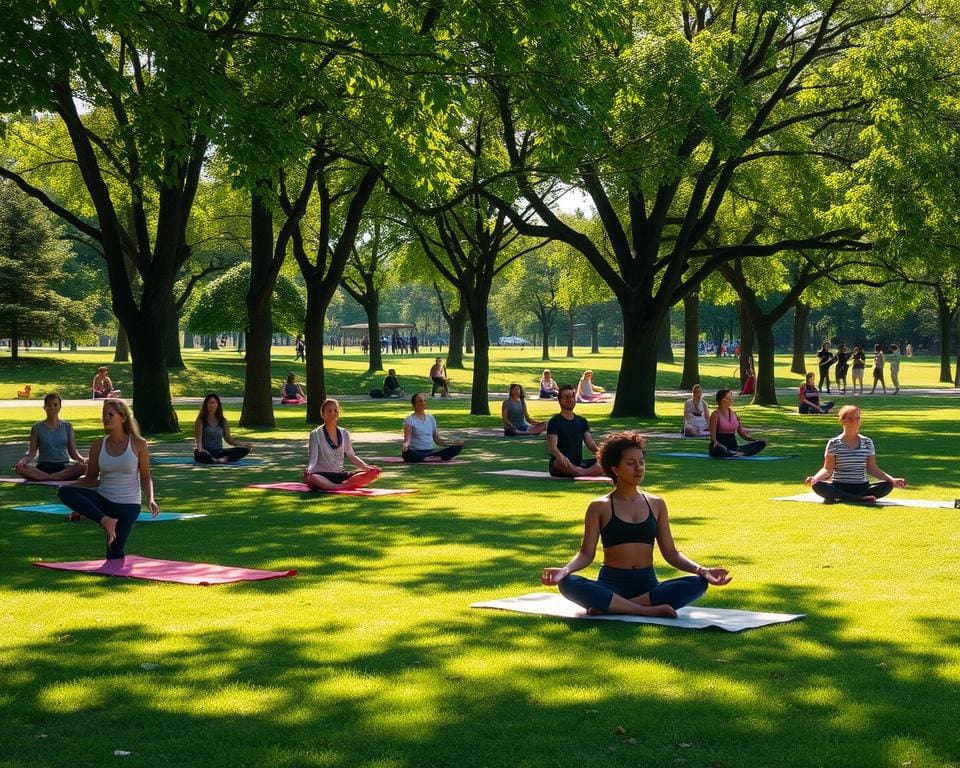 yoga en mindfulness in het park