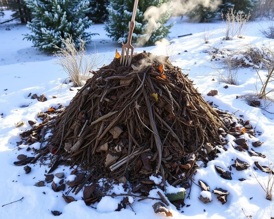 Hoe onderhoud je een composthoop in de winter?