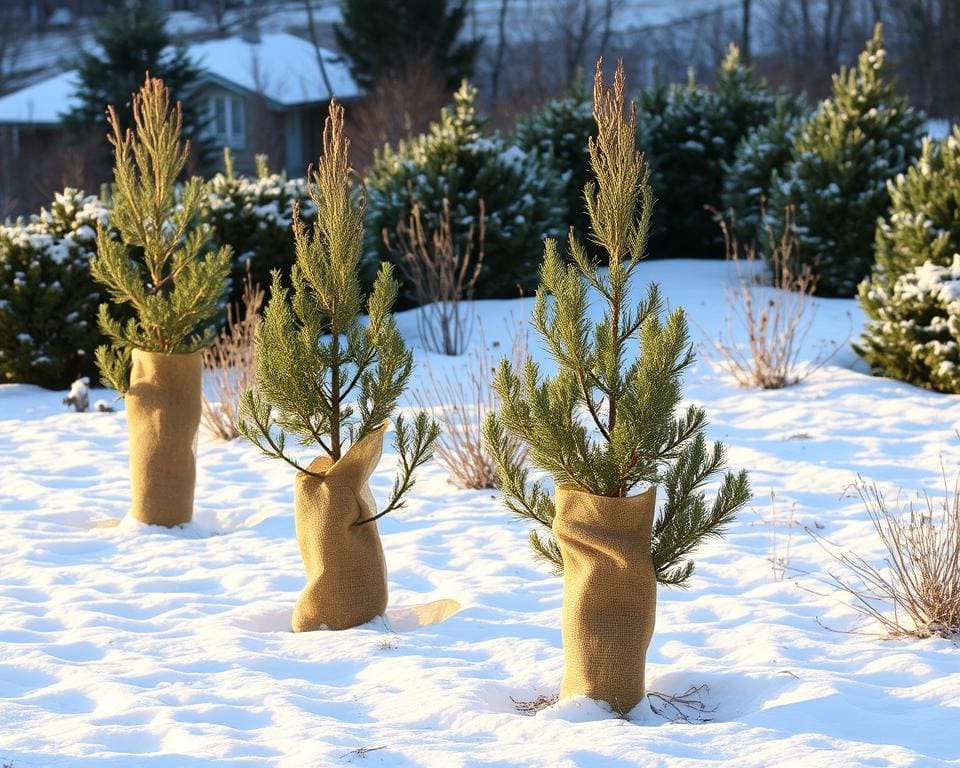 jonge bomen winterklaar maken