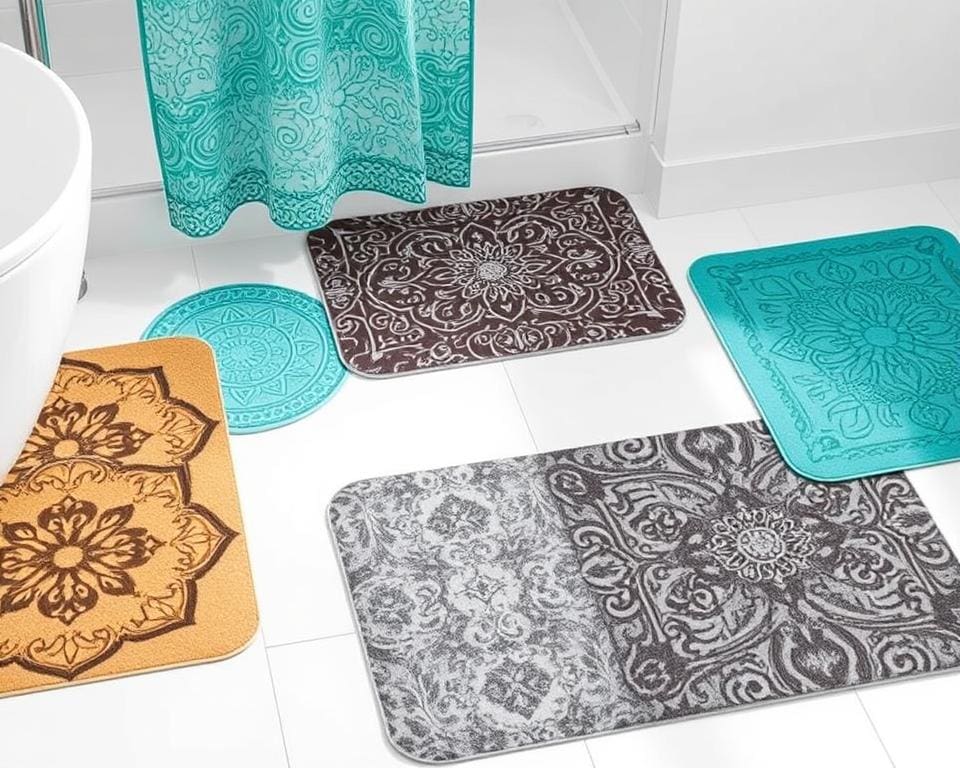 Douchematten met een decoratieve antislipprint