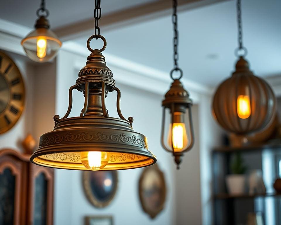 Hanglampen met een klassieke bronzen uitstraling