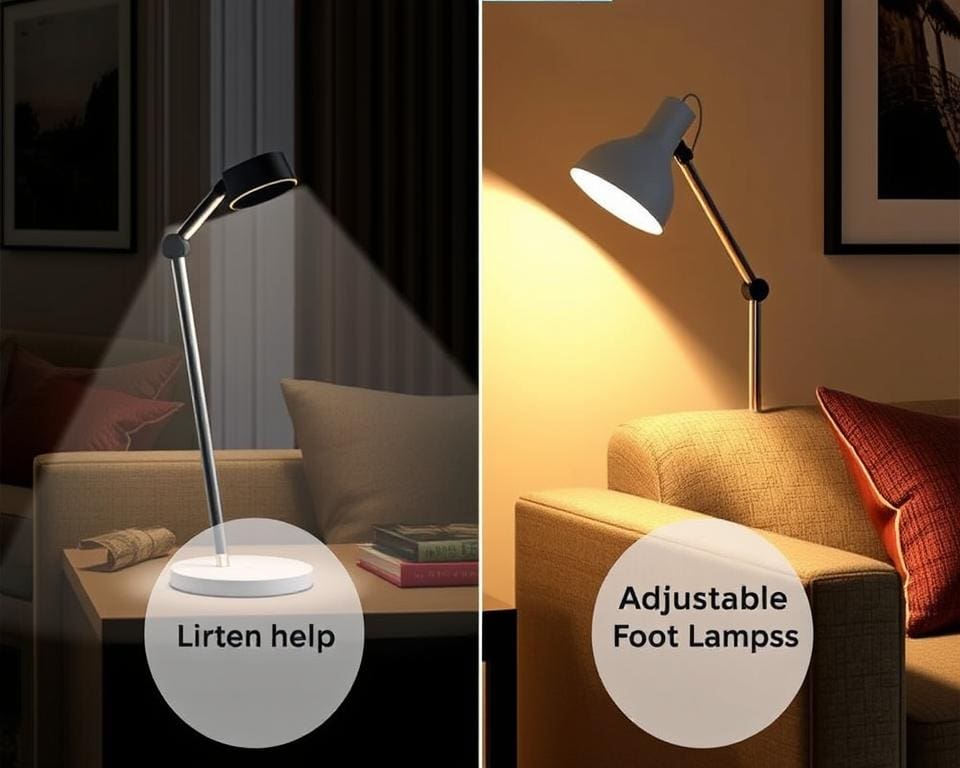 Tafellampen met een verstelbare voet voor hoekverlichting