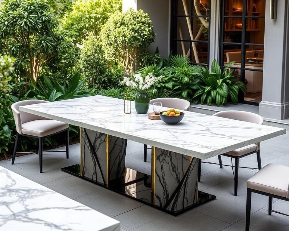 Tuintafels met een stijlvolle marmeren afwerking