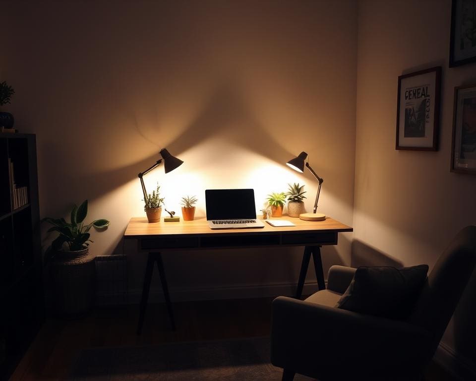 Hoe richt je een werkkamer in met weinig licht?