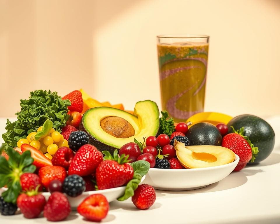 Verse ingrediënten in gezonde smoothies