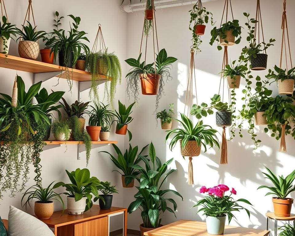 Wat zijn hippe manieren om planten op te hangen?
