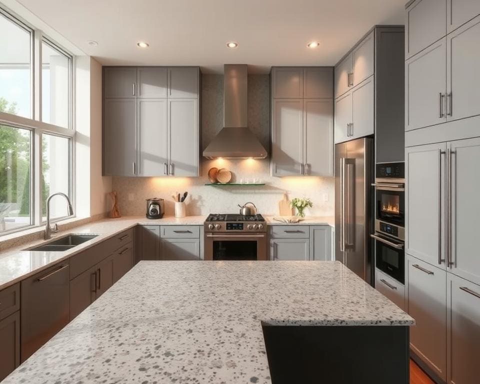moderne look keuken met terrazzo als accent