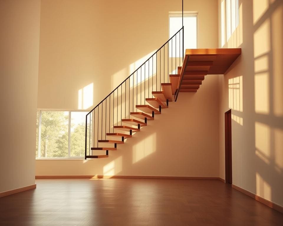Een zwevende trap die licht en ruimte creëert